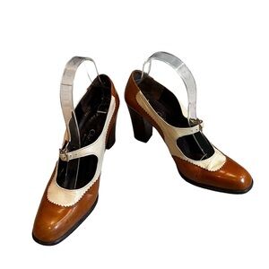 Dior Vintage Two Tone Wingtip Mary Jane Pumps